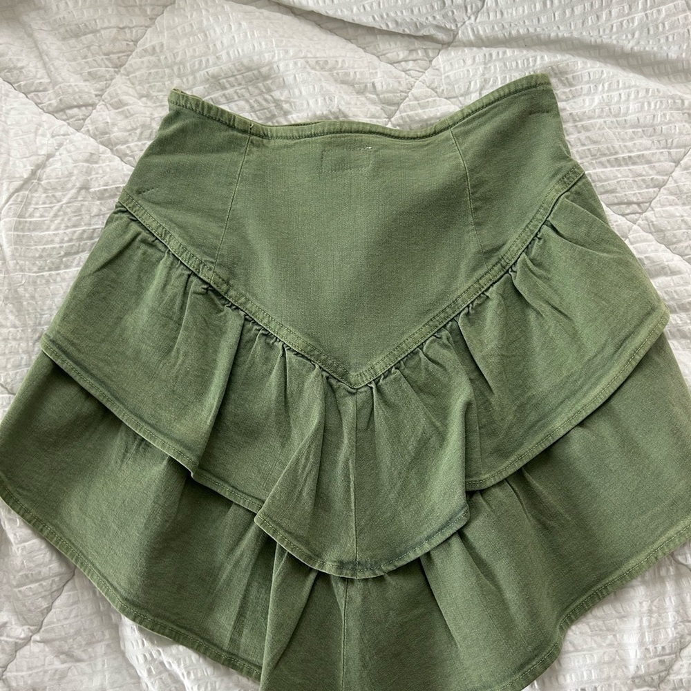 MOTHER Denim Green Ruffle Skort
